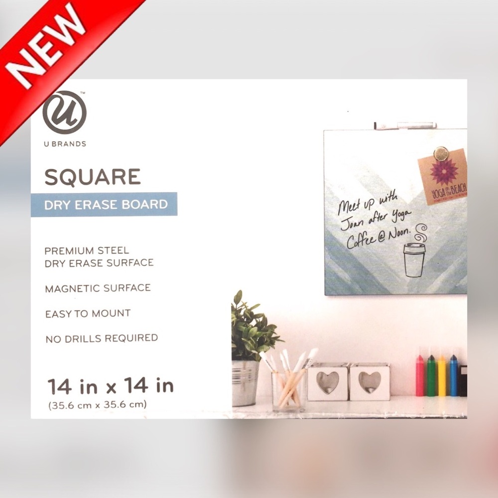 ππTRADED TWINCHERRY11!!!ππ ππ UBRANDS ||Square Metal Dry Erase Board - Picture 1 of 4